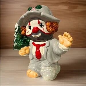 Vintage Enesco Raggedy Ann Christmas Clown Bank – 6” Ceramic 1970s Taiwan